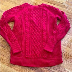 Red cable knit sweater by gap